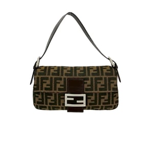 FENDI Mamma Bucket Zucca FF Pattern Canvas and Leather Semi-One Shoulder Bag Handbag Brown 70446