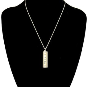 TIFFANY & Co. Tiffany Atlas Bar Necklace, 925 Sterling Silver, Chain Pendant, 3981b