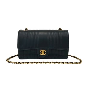 CHANEL Mademoiselle Coco Mark Lambskin Chain Shoulder Bag, Navy, 21381