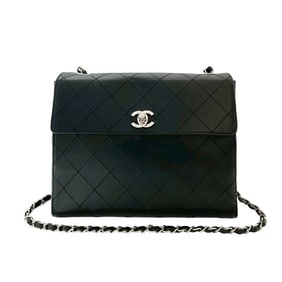 CHANEL Matelasse Coco Mark Lambskin Chain Shoulder Bag in Black, 31834