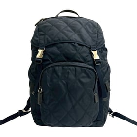 PRADA Prada Triangle Logo Plate with Metal Fittings, Quilted Tessuto Nylon Rucksack/Daypack, Navy
