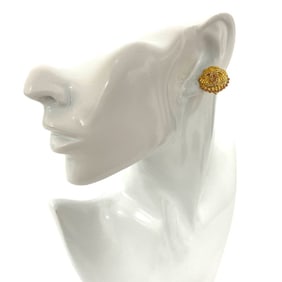 CHANEL Coco Mark Shell Motif GP Rhinestone Earrings and Ear Cuffs, Gold, 77212