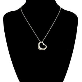 TIFFANY & Co. Tiffany Open Heart Motif Sterling Silver 925 Necklace Pendant 2075b