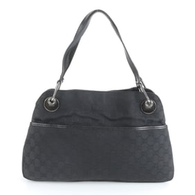 Gucci GG Canvas Eclipse 121023 Leather Tote Bag Shoulder Black Women's