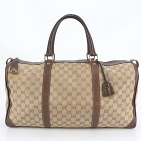 Gucci Old GG Canvas Leather Boston Bag Tote for Men