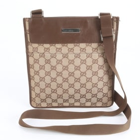 Gucci GG Canvas 019-0348 Leather Shoulder Bag Messenger Brown Men's