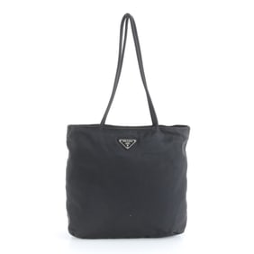 Prada Tessuto Nylon Triangle Logo Tote Bag Shoulder Black Women's