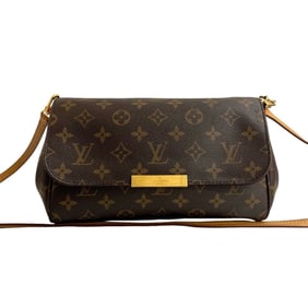 LOUIS VUITTON Favorite MM Leather 2-Way Chain Handbag/Shoulder Bag/Pochette Brown 32929