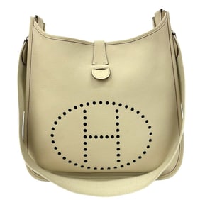 ?K engraved HERMES Evelyn II PM Taurillon Clemence leather shoulder bag, ivory, 15773