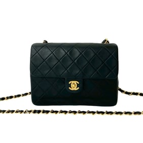 CHANEL Matelasse Coco Mark Lambskin Chain Shoulder Bag, Black, 21365