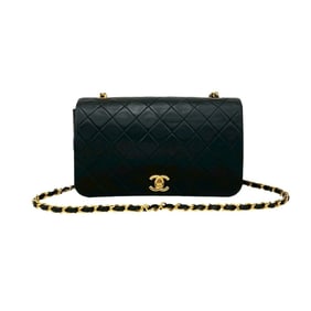 CHANEL Matelasse Full Flap Coco Lambskin Leather Chain Shoulder Bag, Black, 23878