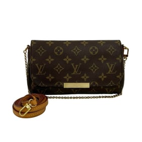 LOUIS VUITTON Favorite MM Monogram Leather 2-Way Chain Handbag/Shoulder Bag, Brown, 38715