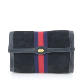 Gucci Old Sherry Line Leather Clutch Bag Handbag Pouch Black Women's