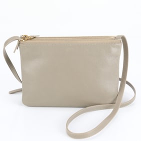 Celine Trio Small Leather Shoulder Bag, Crossbody, Beige, Women's