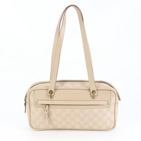 Gucci GG Canvas Beige 92729 Leather Shoulder Bag Tote Handbag Women's