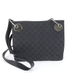 Gucci GG Canvas 120841 Leather Shoulder Messenger Bag Black Men's