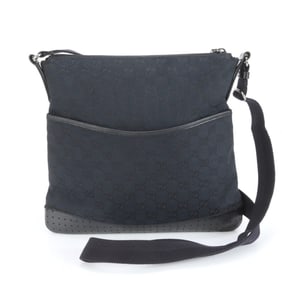 Gucci GG Canvas 145857 Leather Shoulder Bag Hand Tote Black Women's