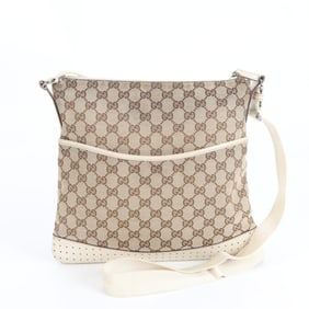 Gucci GG Canvas 145852 Leather Shoulder Messenger Bag Brown Men's