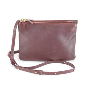 Celine Trio Wine Red Leather Shoulder Bag/Crossbody Bag for Women