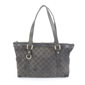 Gucci GG Canvas 141470 Leather Tote Bag Shoulder Handbag Black Women's