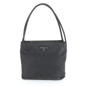 Prada Tessuto Nylon Triangle Logo Shoulder Bag Tote Handbag Black Women's