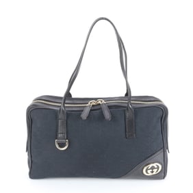 Gucci GG Canvas New Brit 159971 Leather Shoulder Bag Tote Black Men's