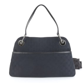 Gucci GG Canvas 121023 Leather Tote Bag Shoulder Handbag Black Women's