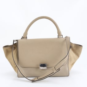 Celine Trapeze Small Leather 2-Way Shoulder Tote Bag with Silver Hardware for Women