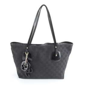 Gucci GG Canvas 211976 Leather Tote Bag Shoulder Handbag Black Women's