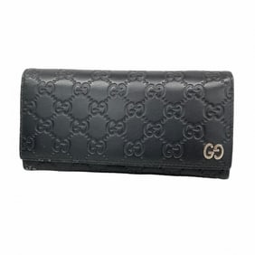 Gucci long wallet Guccissima 481727 leather black men's women's