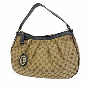 Gucci GG Canvas Sukey Shoulder Bag 232955 Brown Black Champagne Women's