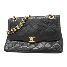 Chanel Matelasse Shoulder Bag, Paris Limited Edition, Double Flap, Chain, Lambskin, Black, Gold,