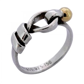Tiffany Hook & Eye Ring, 18K Yellow Gold and 925 Sterling Silver, Size 9.5, Women's