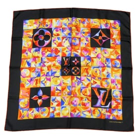 Louis Vuitton Scarf/Muffler Silk Black Orange Multicolor Monogram Women's LOUIS VUITTON
