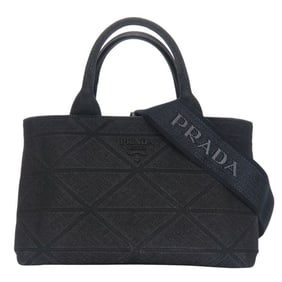 Prada Canapa Handbag 1BG439 Triangle Canvas NERO Black Shoulder Bag for Women