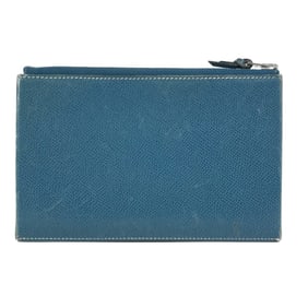 HERMES clutch bag, ship pouch, makeup flat Epson, men's and women's, blue