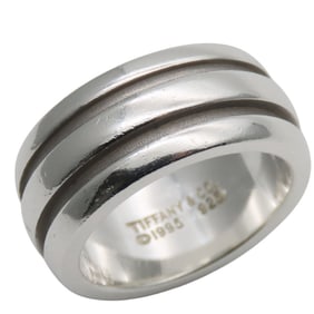 Tiffany & Co. Grooved Double Line Ring, 925 Sterling Silver, Approximately 10.3g, Women's