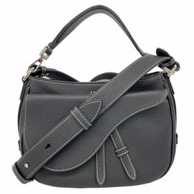 Christian Dior Saddle Soft Mini Handbag, Black Leather, 2-Way Bag, Women's, P1732240