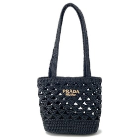 Prada Crochet Straw Tote Bag 1BG494 PRADA Black