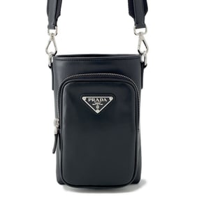 Prada Shoulder Bag with Smartphone Case, Calf Leather and Nylon, 2ZH155, Black
