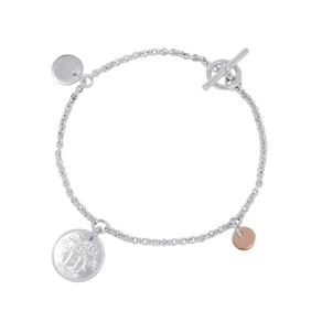 Hermes Hermès Ex Libris PM Bracelet in SV925 Silver and 18K Gold, Size SH