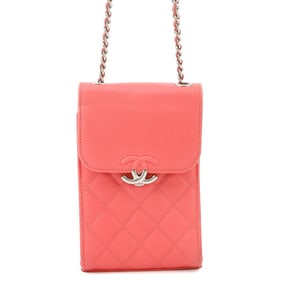 Chanel Chain Phone Case Shoulder Bag Matelasse Half Coco Mark Leather CHANEL