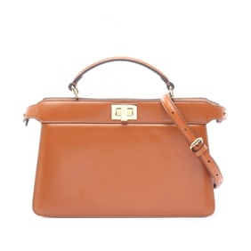 Fendi Peekaboo Isee East West Handbag, Leather, Women's, Brown, 8BN323