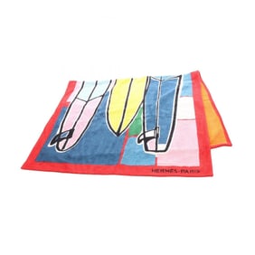 Hermes Hermès Beach Towel, 3 Surfs, Cotton, Men's and Women's, Red, Multicolor
