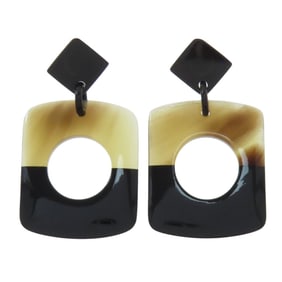 Hermes Dalva Two-Tone Buffalo Horn Earrings for Women