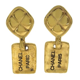 Chanel Matelasse Logo Earrings in Metal for Women