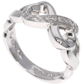 Tiffany Double Loving Heart Diamond Ring in 18K White Gold for Women