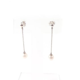 TIFFANY & Co. Tiffany Ziegfeld Collection Drop Earrings, SV925, Freshwater Pearl, Silver White, Box