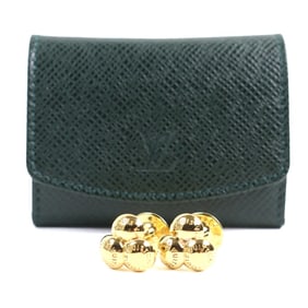 LOUIS VUITTON M30564 Bouton de Manchette Bouquet Crew Logo Engraved Cufflinks Gold with Case for Men