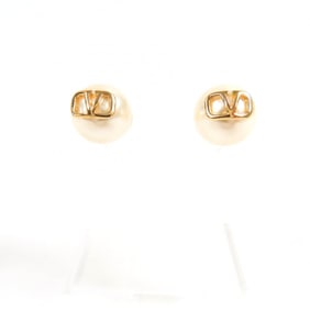 Valentino Garavani V Logo Signature Pearl Earrings in Gold, Made Italy, with Box and Dust Bag